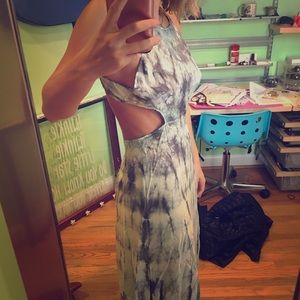Free People silk tie dye backless gown